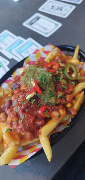 Vegan chilli loaded fries at Chance & Counters in Birmingham