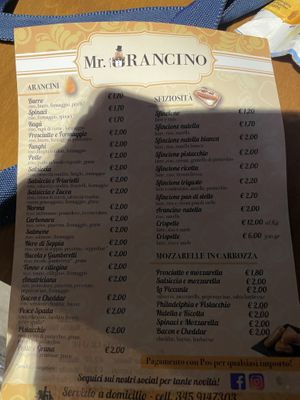 Menu   at Mr. Arancino in Catania
