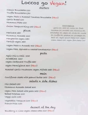 New vegan menu launched Oct '20 at Locco's Pizza Bar in Koh Phangan