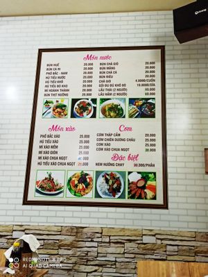 Menu at Quan Chay Sim in Van Ninh