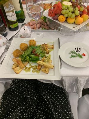 Batata with falafel and pumpkin sauce at Westfalia  in Minsk