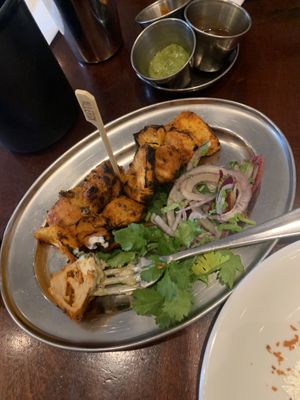 Pineapple and fake chick’n tikka  at Dishoom in Manchester