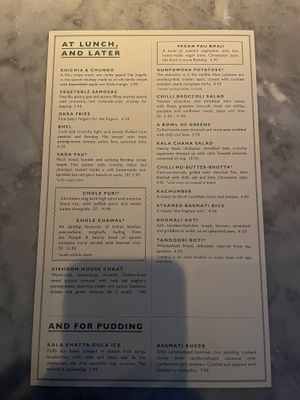 Menu   at Dishoom in Manchester