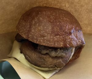 Caramelised onion, cheese and portobello bao at Baofanji in Kowloon