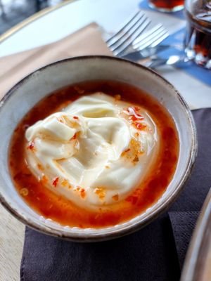 Sauce with vegan nachos was furst not vegan, asked, indeed wasnt, then was replaced by this vegan mayo at Local in Maastricht