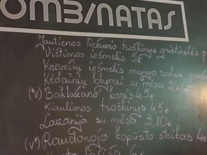 vegan options marked on meniu at Kombinatas in Klaipeda