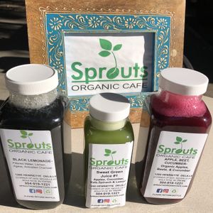  Open Saturday and Sunday 9-3 and Fridays 8-3 Come and get your Fresh Pressed Juice and Ginger shots…….with vegan food options  at Sprouts Organic Cafe in New Orleans