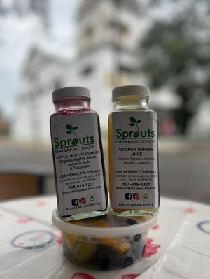 Organic drinks and foods made with love come get you some before it’s out💙  at Sprouts Organic Cafe in New Orleans