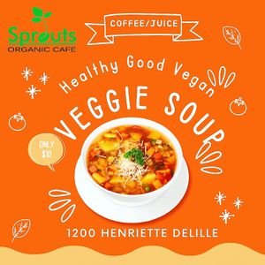 Veggie soups ! $10-15  at Sprouts Organic Cafe in New Orleans