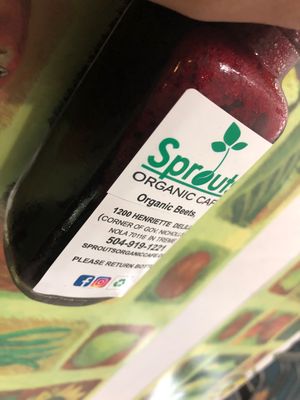 Wow, ice cold beet juice! Neat!😋💚🌱  at Sprouts Organic Cafe in New Orleans
