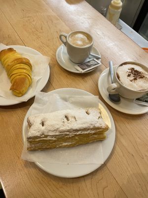 Almond milk coffees and vegan pastries    at Pastelaria Tupi in Porto