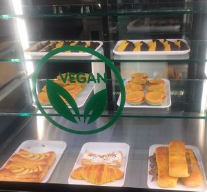Selection of vegan pastries.   at Pastelaria Tupi in Porto