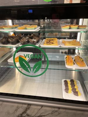 Vegan pastry case  at Pastelaria Tupi in Porto