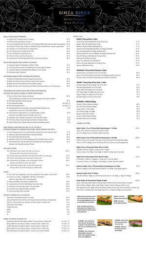 Ginza Ginza Menu at Nhà Ginza Ginza in Istanbul