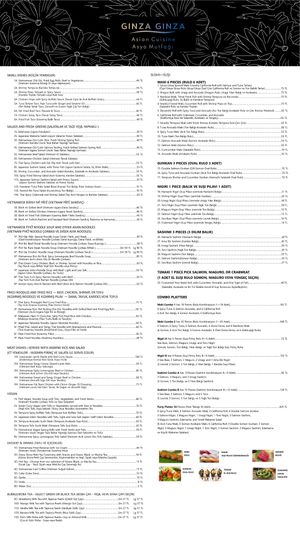 Our latest menu as of February 2021 at Nhà Ginza Ginza in Istanbul