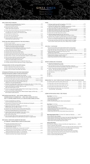 Our latest menu as of April 2021 at Nhà Ginza Ginza in Istanbul