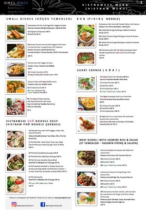 December 2021 Menu Page 1 at Nhà Ginza Ginza in Istanbul