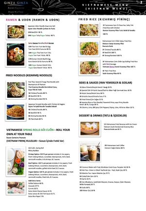 Dec 2021 Menu Page 2 at Nhà Ginza Ginza in Istanbul