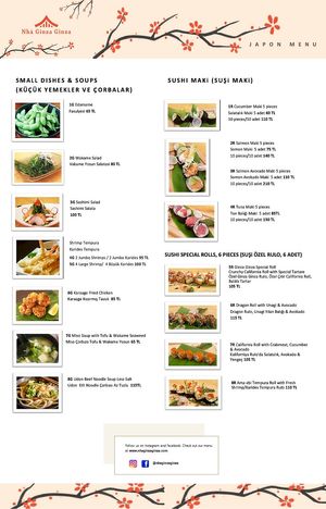 Updated Sushi Menu 19 March 2022 at Nhà Ginza Ginza in Istanbul