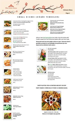 Starters menu June 20200 at Nhà Ginza Ginza in Istanbul