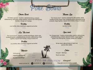 Meny at Oh Poké in Stockholm