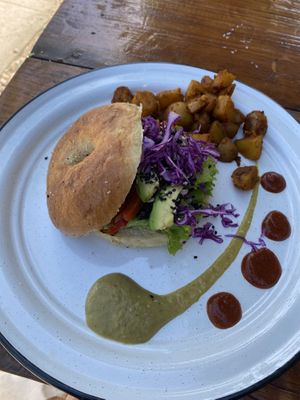 Vegan BLT bagel  at Liefs in Tulum