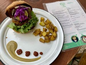 Jackfruit burger  at Liefs in Tulum