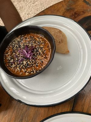 Red pepper soup   at Liefs in Tulum