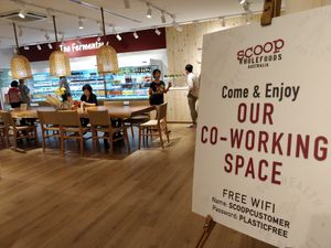 Co working space with FREE WIFI at Scoop Wholefoods - Great World in Central Singapore