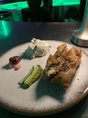 Fish and chips!  That little Australian lime was new to me and I loved it!  at Tanaman in Seminyak