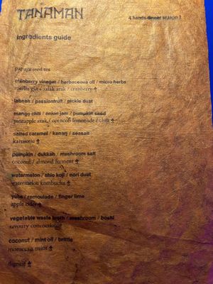 Menu  at Tanaman in Seminyak