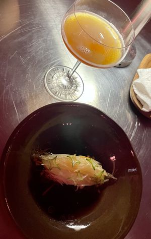 Young mango salad in fermented mushroom broth with citrus oils #Veganuary at Tanaman in Seminyak