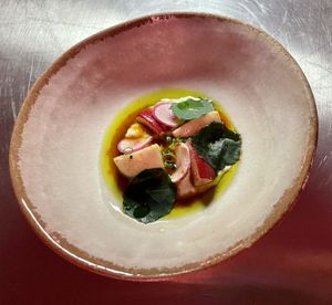 Radishes in various formats with shallot oil #Veganuary at Tanaman in Seminyak