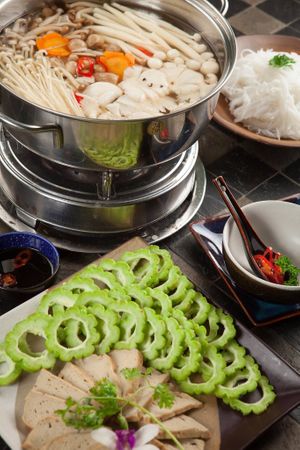 Hot pot through the forest cooks green pepper at San May - Q10 in Ho Chi Minh City