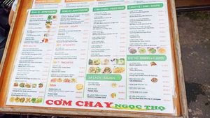 Menu at Ngoc Tho in Ho Chi Minh City