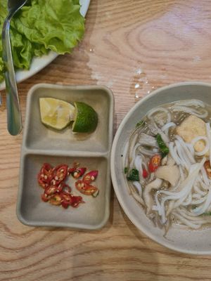 Pho with mushrooms at Ngoc Tho in Ho Chi Minh City