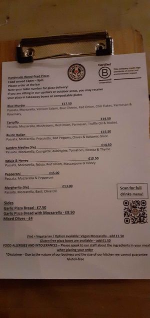 Menu (november 2024) at Black Isle  in Fort William