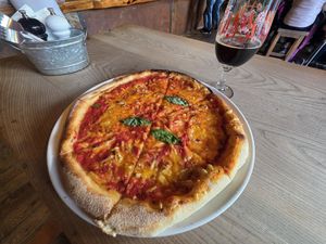 Margherita pizza with vegan cheese at Black Isle  in Fort William