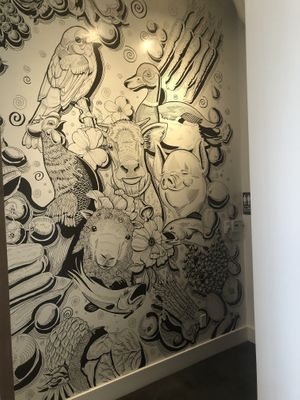 Restroom wall  at Love Organic Cafe in West Hollywood