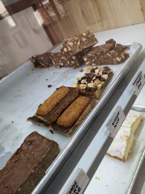 Chocolate oat flapjack was lovely. Lotus Brownie  at Doughmain in Wallasey