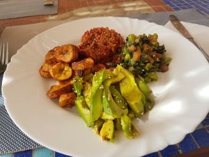 Vegan + organic. Dish of the day. at Sobo Badè in Toubab Dialao