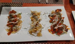 Vegan dumpling sampler, divine. New vegan gf wrapper at Aracosia McLean in Mclean