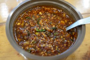 Vegan seasoning sauce (yangnyeom jang, 양념장) that goes well with the Gondeure Bap! at Hyundaiok in Jeonju