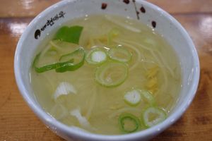 Vegan cold soybean sprout soup which is served with the rice bowls~! at Hyundaiok in Jeonju