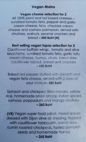 Vegan dishes at Barracuda in Koh Tao