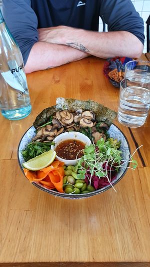 Poke Bowl (replace poached egg with extra mushrooms) at Paulie's Corner Cafe in Wangaratta
