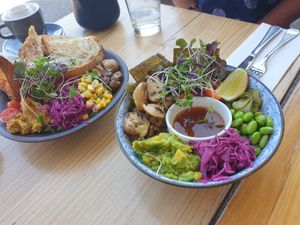 Vegan bowls at Paulie's Corner Cafe in Wangaratta