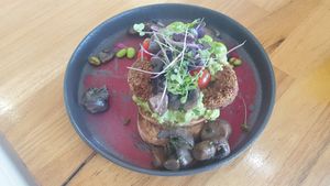 Smashed avo at Paulie's Corner Cafe in Wangaratta