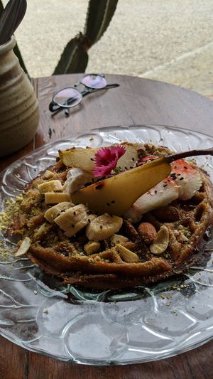 Vegan waffles at Woods in Bangalow