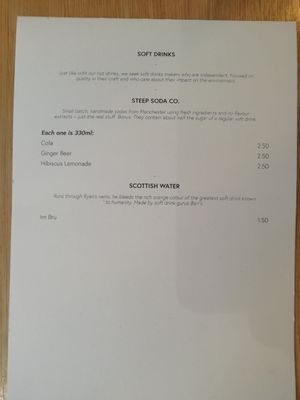 Drinks menu at Last Light Coffee in Blackpool